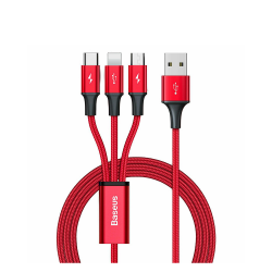Baseus Rapid Series 3-in-1 Braided USB to Lightning / micro USB / Type-C Cable 3.5A Κόκκινο 1.2m