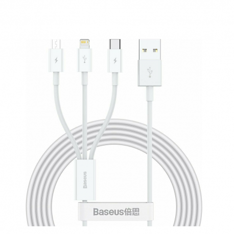 Καλώδιο Φο΄ρτισης Baseus Superior Series Regular USB to Type-C / Lightning / micro USB Cable 3.5A Λευκό 1.5m (CAMLTYS-02)